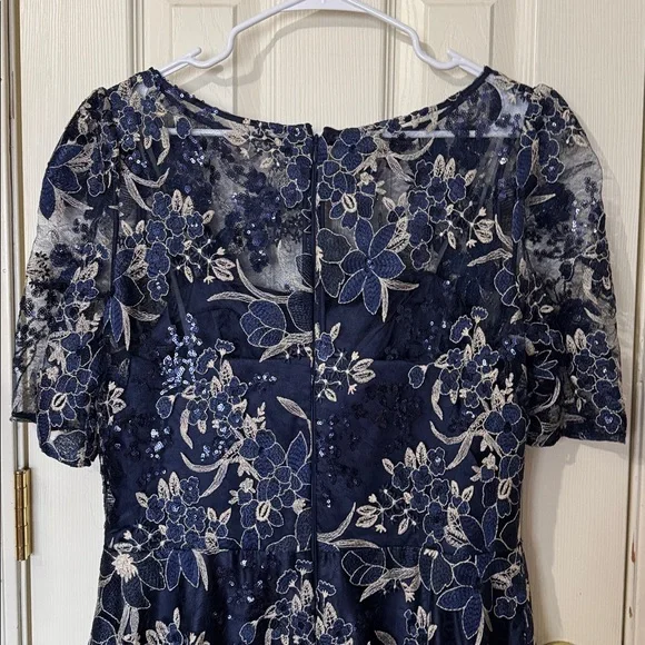 Eliza J Navy and Cream Floral Midi Dress - Picture 3 of 11